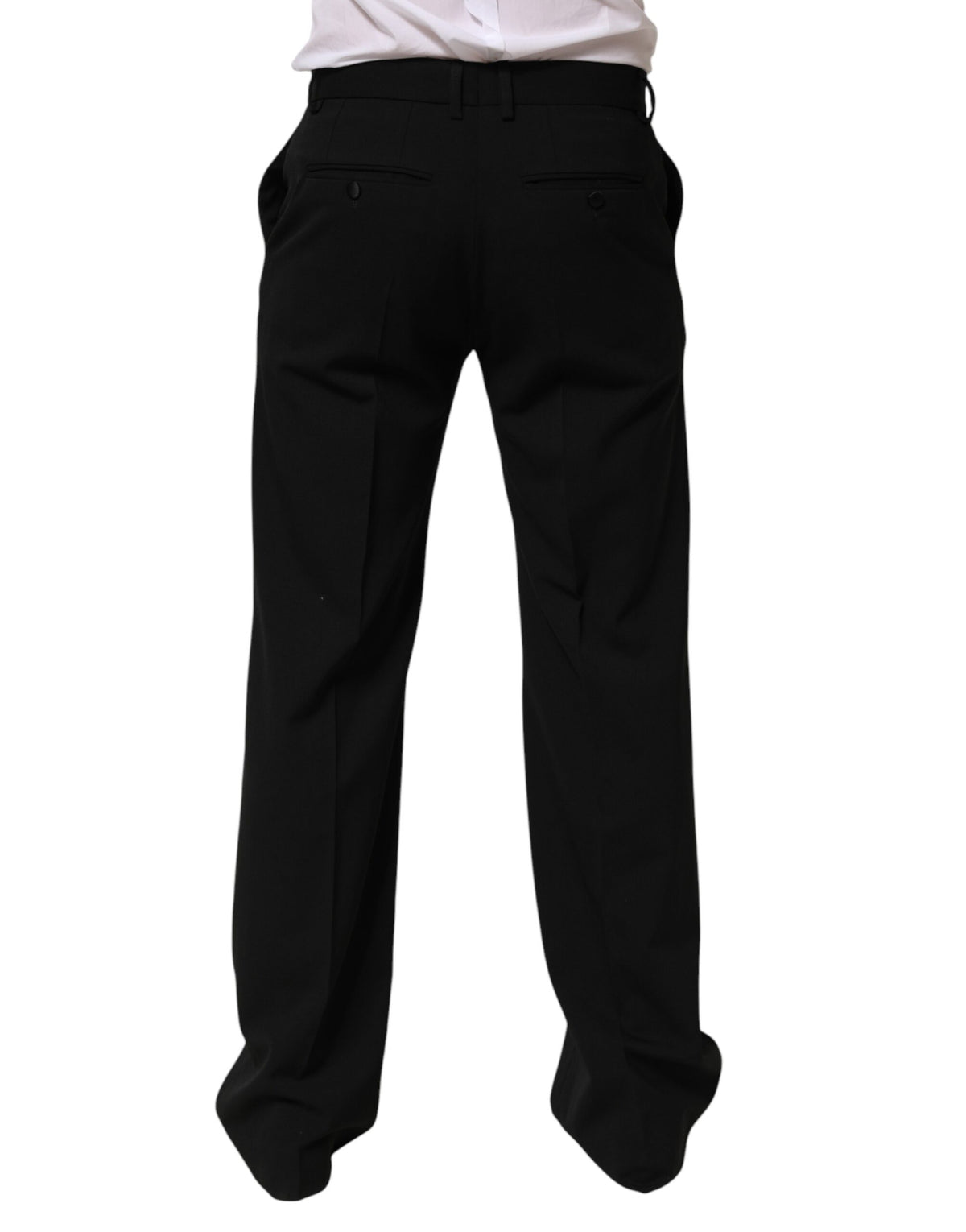 Dolce & Gabbana Black Wool Formal Dress Men Trouser Pants - Eljoys Fashion 