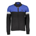 Black cotton men's cardigan by Gianmarco Venturi, featuring a classic fit and button-up front.