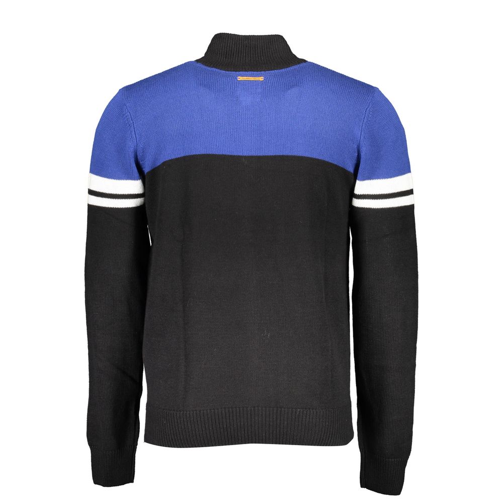 Black cotton men's cardigan by Gianmarco Venturi, featuring a button-front design and ribbed cuffs.