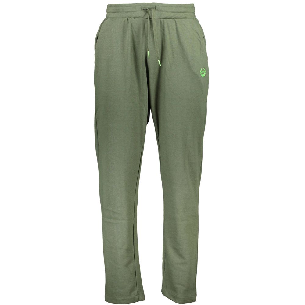 Gianmarco Venturi Verde cotton men's trackpants with elastic waistband and side pockets, casual athletic style.