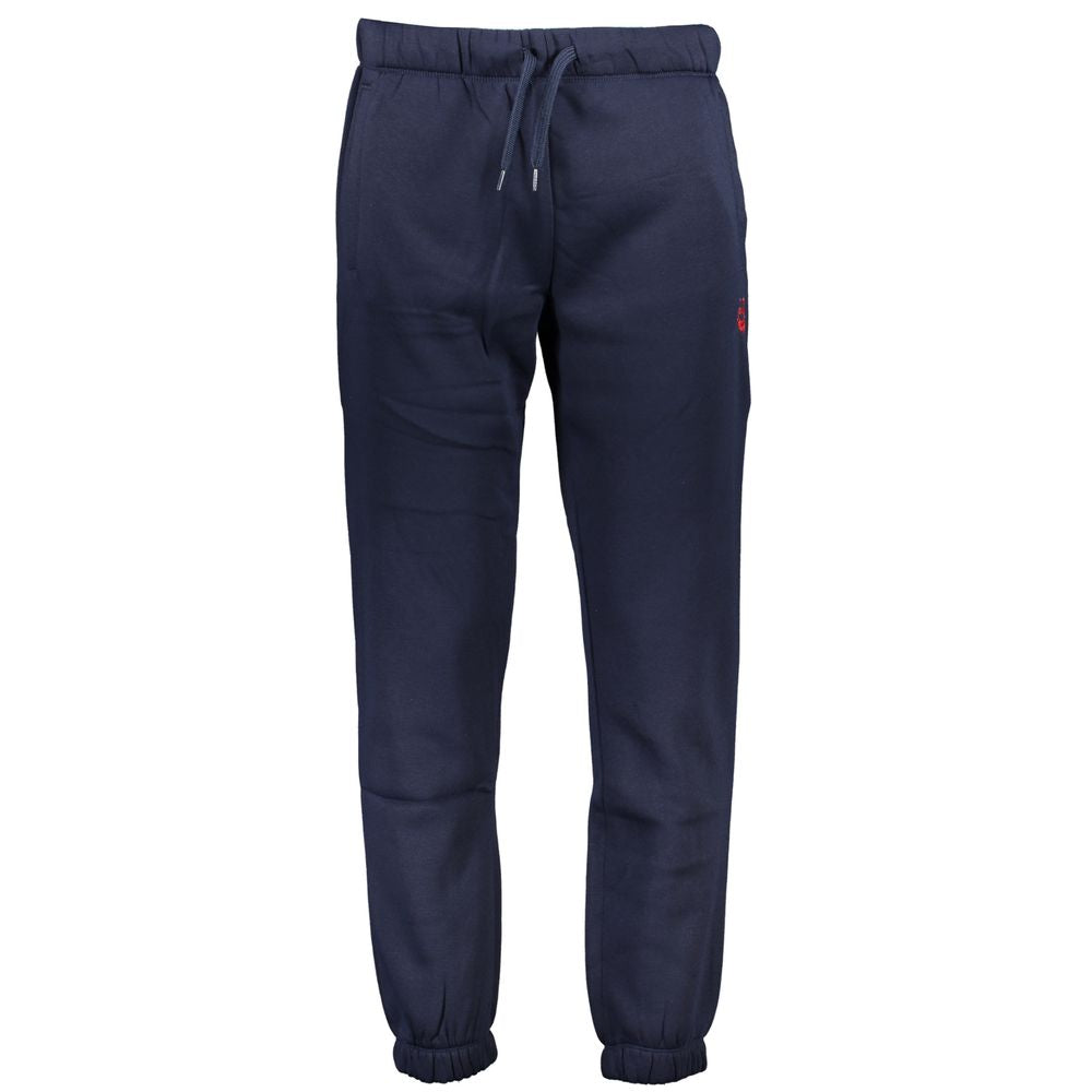 Gianmarco Venturi blue polyester men's sweatpants with elastic waistband and relaxed fit, suitable for casual wear.