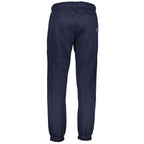 Gianmarco Venturi men's blue polyester sweatpants laid flat, showing relaxed fit and elastic waistband for comfortable casual wear.