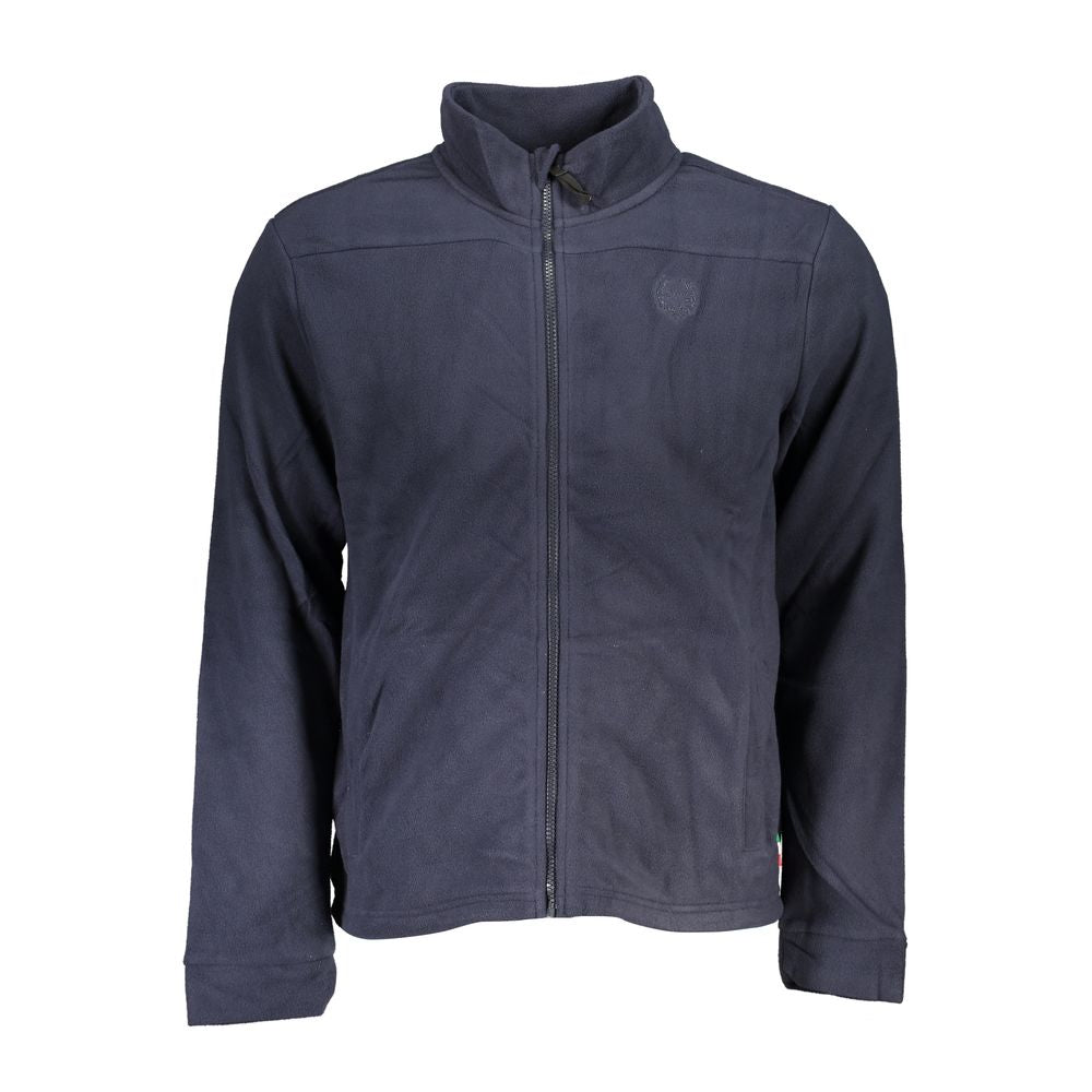 Blue polyester men's sweatshirt by Gianmarco Venturi, featuring a casual fit and round neckline.