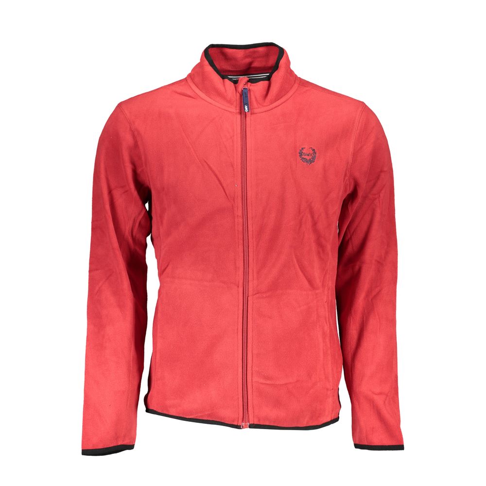 Gianmarco Venturi Nero polyester men's jacket with front zipper and stand collar, stylish and lightweight outerwear.