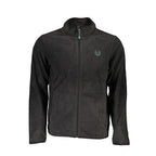 Black polyester men's sweatshirt by Gianmarco Venturi, featuring a comfortable fit and casual style, shown on a model.