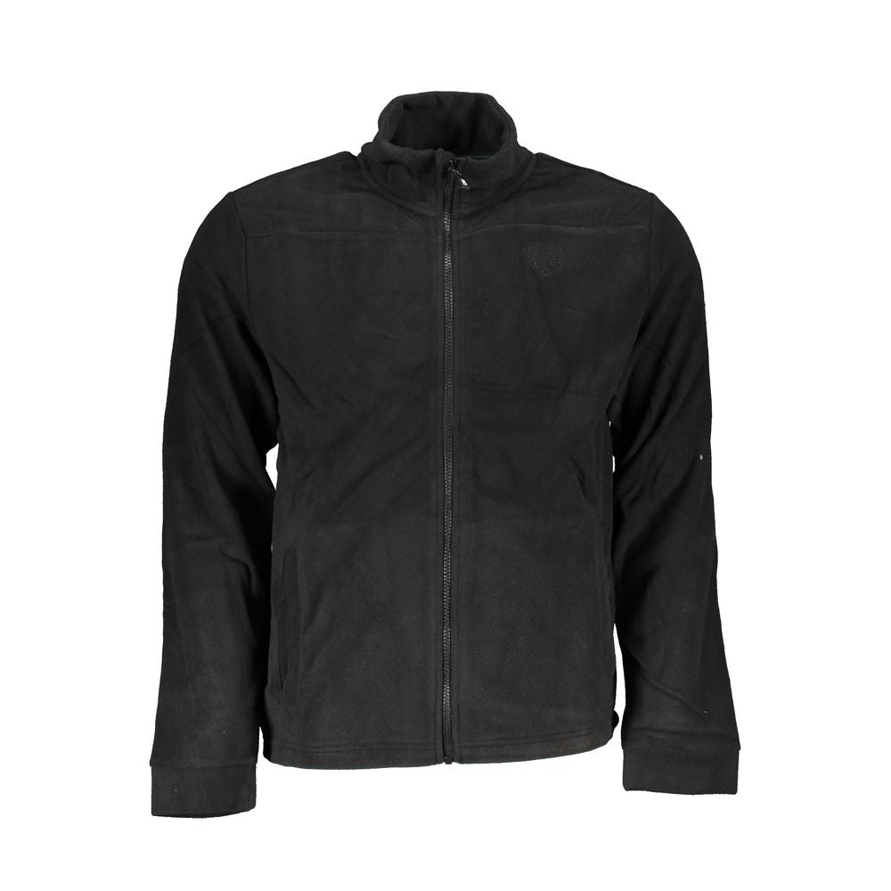 Black polyester men's sweatshirt by Gianmarco Venturi, featuring a comfortable fit and classic design.