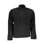 Black polyester men's sweatshirt by Gianmarco Venturi, featuring a comfortable fit and classic design.