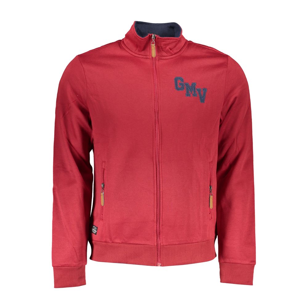 Red polyester men's sweatshirt by Gianmarco Venturi, featuring a casual fit and crew neck design.