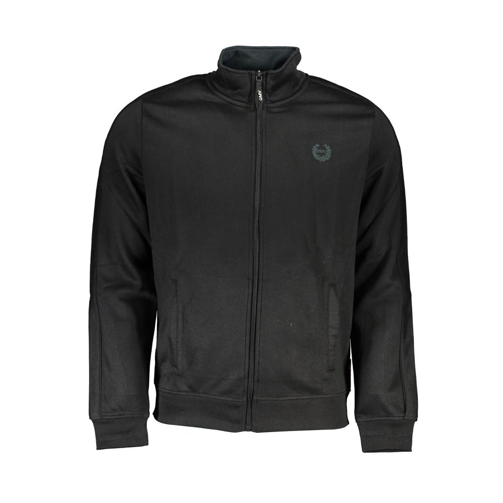 Black polyester men's sweatshirt by Gianmarco Venturi, featuring a casual fit and minimalist design.