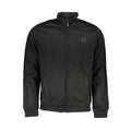 Black polyester men's sweatshirt by Gianmarco Venturi, featuring a casual fit and minimalist design.