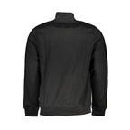 Black Gianmarco Venturi polyester men's sweatshirt with a crew neck and long sleeves, displayed on a plain background.