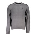 Gianmarco Venturi grigio cotton men's sweater laid flat, showcasing the soft fabric and classic crewneck design.