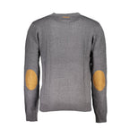 Gianmarco Venturi men's gray cotton sweater with crew neck, featuring a comfortable fit and soft texture.