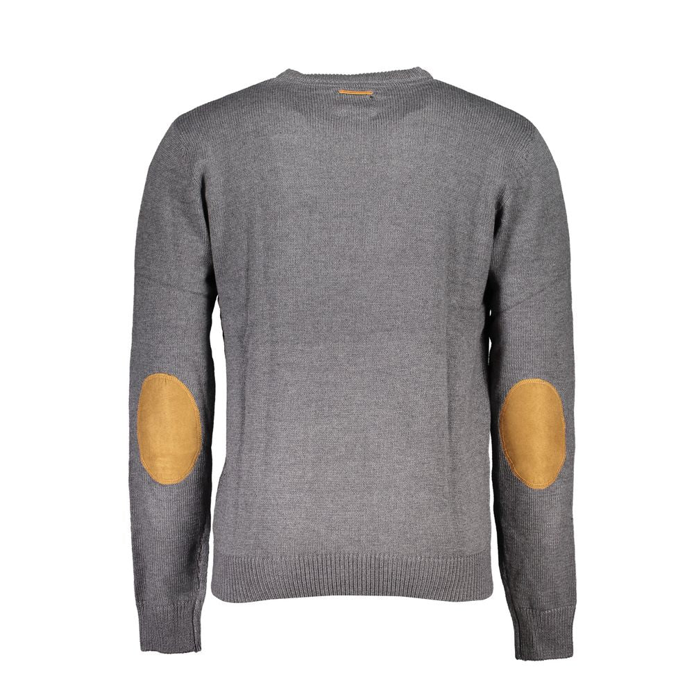 Gianmarco Venturi men's gray cotton sweater with crew neck, featuring a comfortable fit and soft texture.