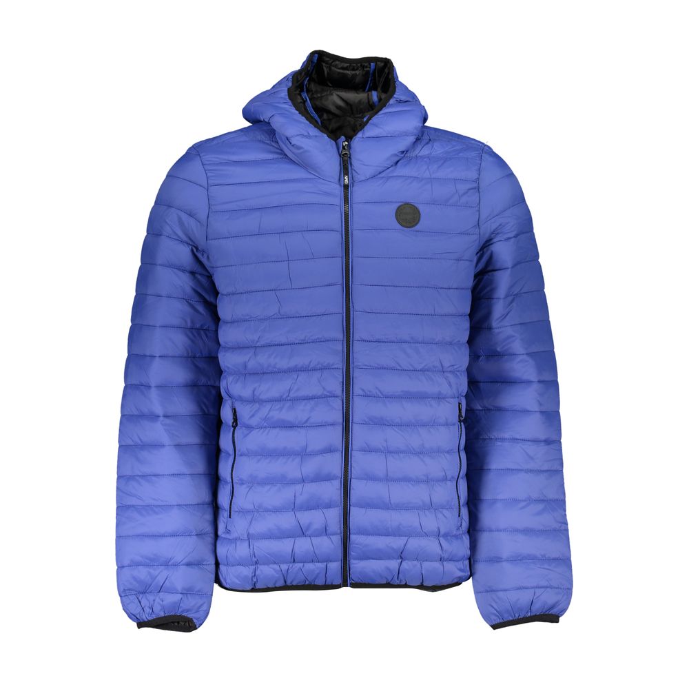 Gianmarco Venturi men's blue nylon jacket with a stand-up collar and zip closure, stylish and lightweight outerwear.