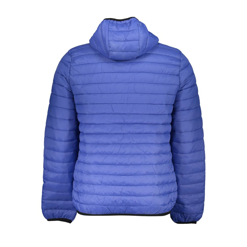 Gianmarco Venturi men's blue nylon jacket with a stand-up collar and zipper closure, stylish and lightweight for casual wear.