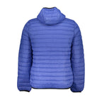 Gianmarco Venturi men's blue nylon jacket with a stand-up collar and zipper closure, stylish and lightweight for casual wear.