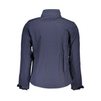 Gianmarco Venturi men's blue polyester jacket with a zip-up front and stand collar, stylish and lightweight for casual wear.