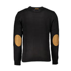 Black cotton men's sweater by Gianmarco Venturi, featuring a comfortable fit and classic design, shown on a neutral background.