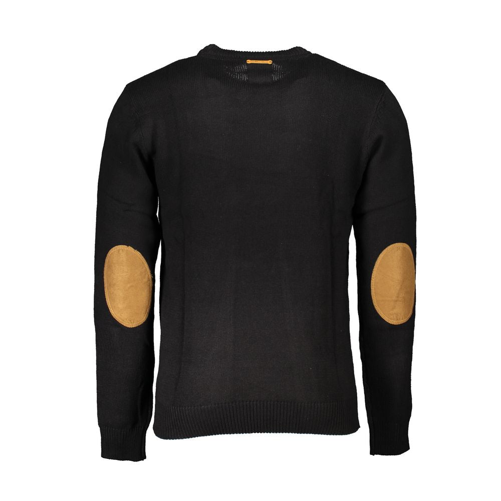 Black cotton men's sweater by Gianmarco Venturi, featuring a comfortable fit and classic design, shown on a neutral background.