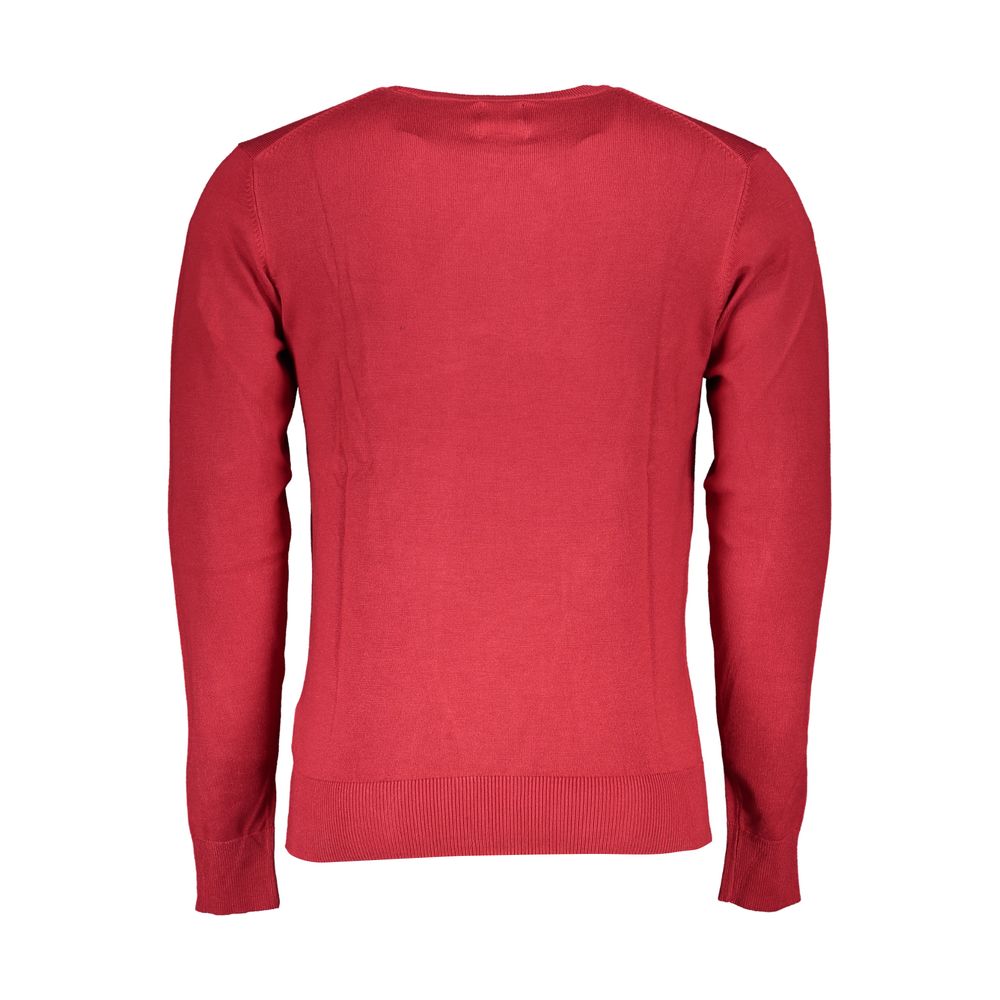 Gianmarco Venturi Rosso Viscosa men's sweater in vibrant red, featuring a cozy fit and ribbed cuffs on a plain background.