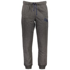 Gianmarco Venturi men's gray polyester sweatpants with elastic waistband and relaxed fit, suitable for casual wear.