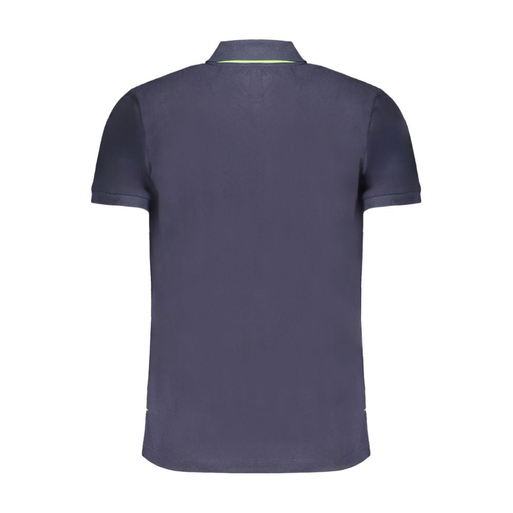 Gianmarco Venturi blue men's cotton polo shirt displayed on a hanger, showcasing a classic collar and short sleeves.