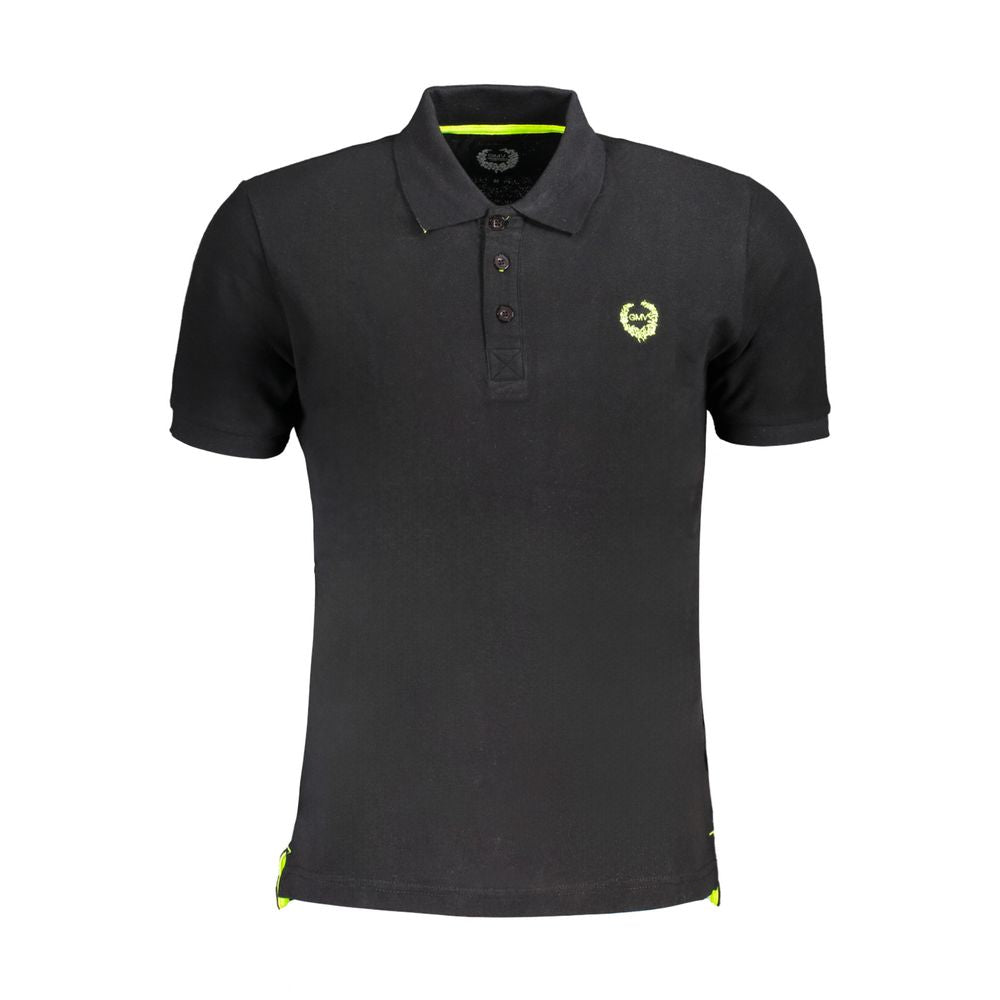Gianmarco Venturi black cotton men's polo shirt with collar and short sleeves, casual and stylish for everyday wear.