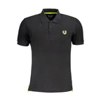 Gianmarco Venturi black cotton men's polo shirt with collar and short sleeves, casual and stylish for everyday wear.