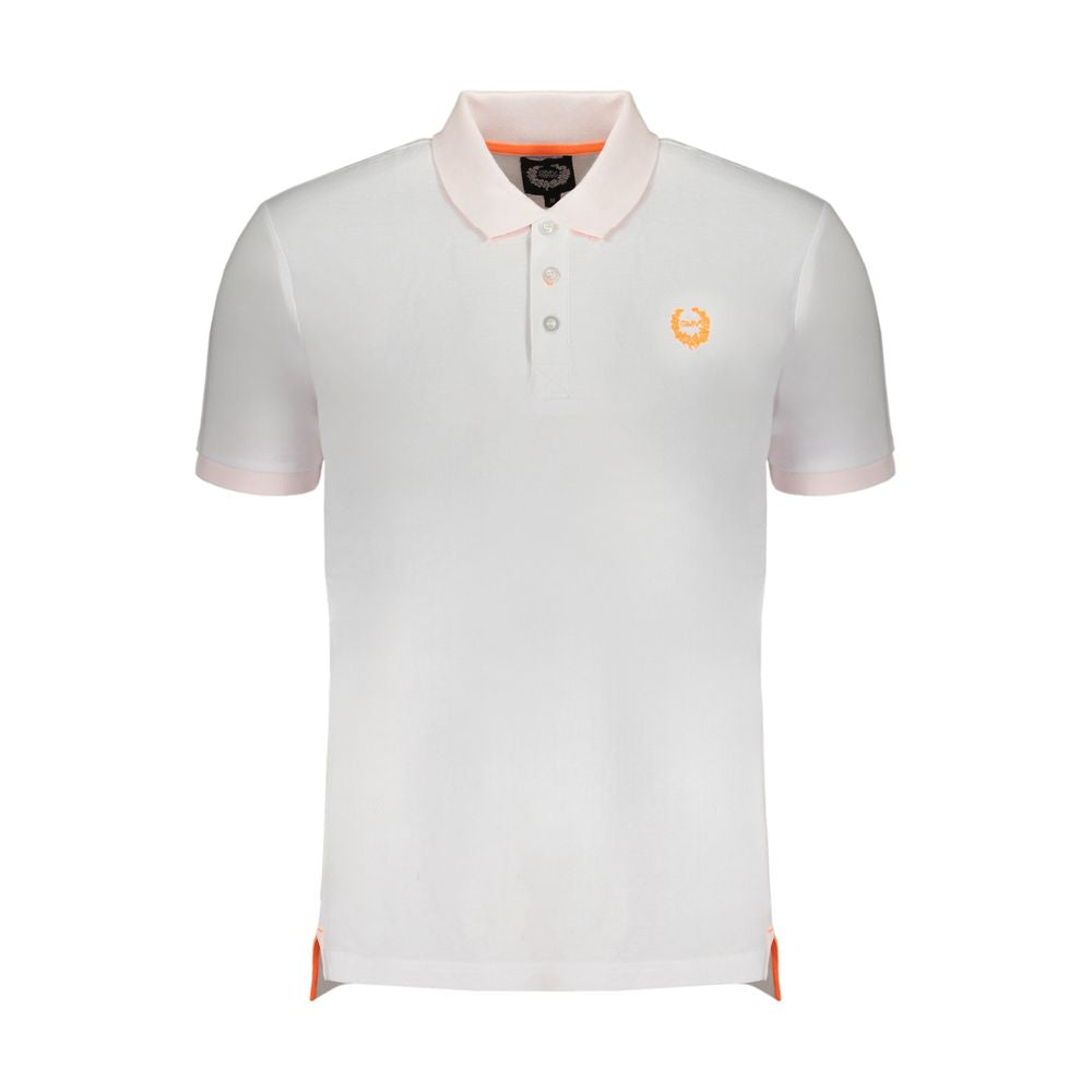 White cotton men's polo shirt by Gianmarco Venturi, featuring a classic collar and short sleeves.