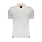 White cotton men's polo shirt by Gianmarco Venturi, featuring a classic collar and short sleeves.
