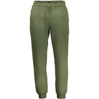 Gianmarco Venturi Verde cotton men's tracksuit pants with elastic waistband and tapered fit, casual athletic wear for men.
