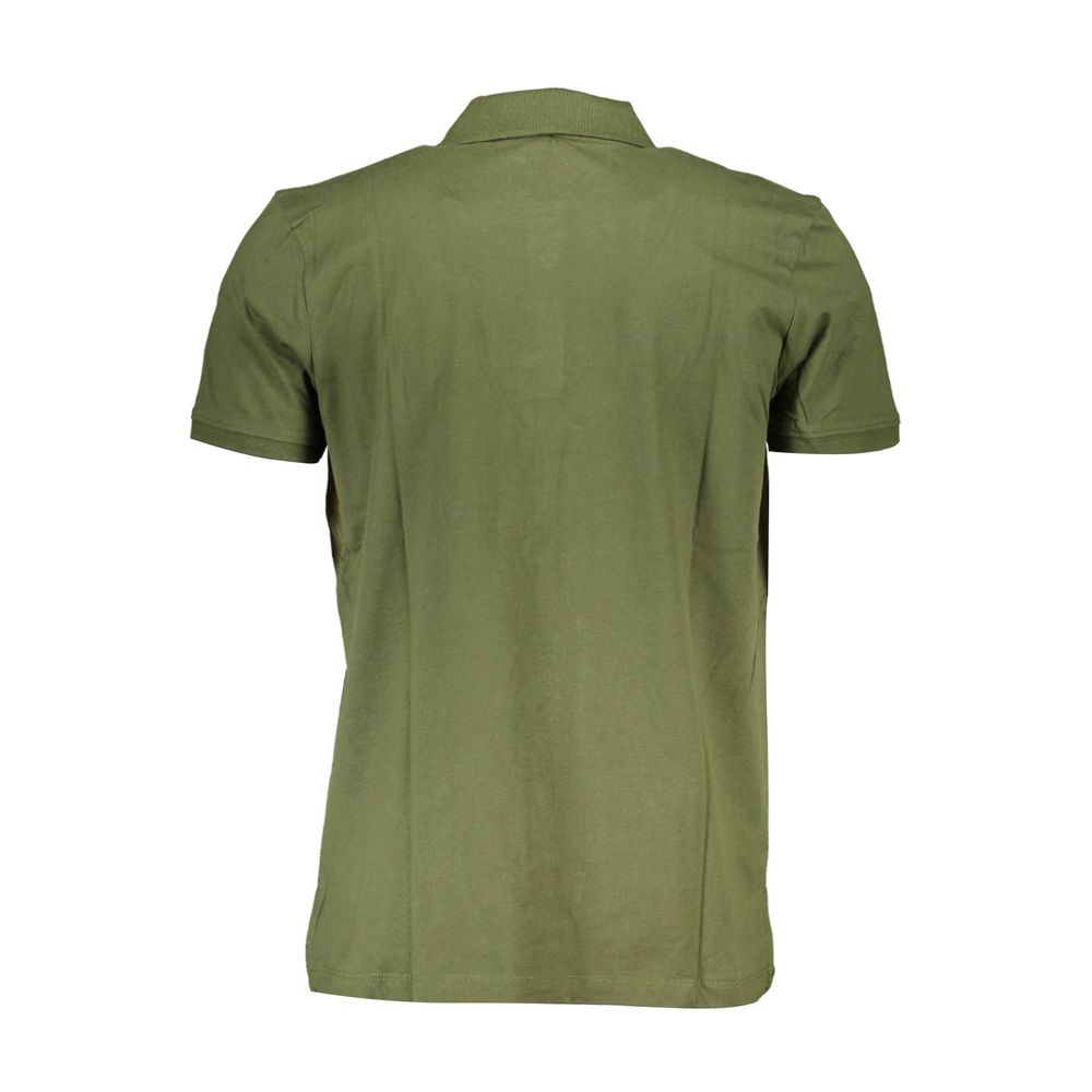 Gianmarco Venturi Verde cotton men's polo shirt with collar and short sleeves, displayed on a neutral background.