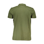 Gianmarco Venturi Verde cotton men's polo shirt with collar and short sleeves, displayed on a neutral background.
