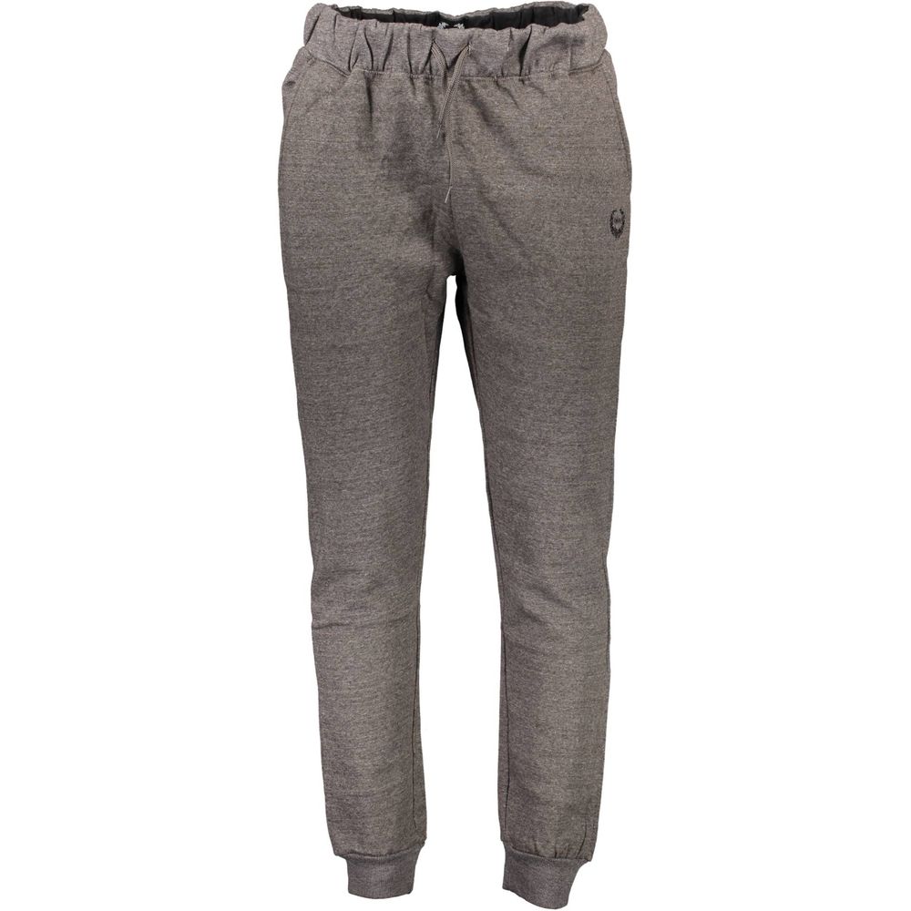 Gianmarco Venturi gray polyester men's sweatpants displayed flat, showcasing the comfortable fit and soft fabric.