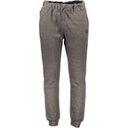 Gianmarco Venturi gray polyester men's sweatpants displayed flat, showcasing the comfortable fit and soft fabric.
