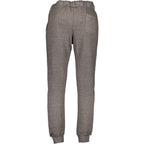 Gianmarco Venturi gray polyester men's sweatpants with elastic waistband and relaxed fit, suitable for casual wear.
