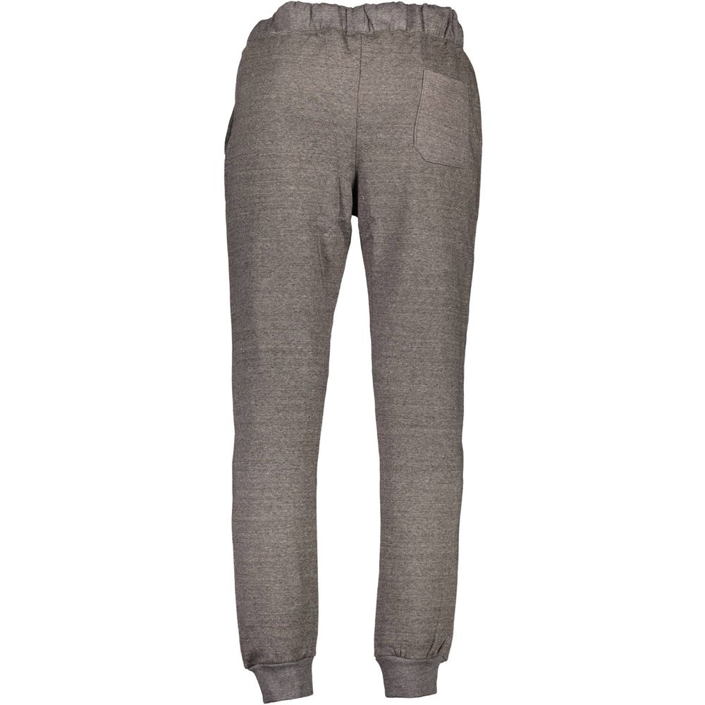 Gianmarco Venturi gray polyester men's sweatpants with elastic waistband and relaxed fit, suitable for casual wear.