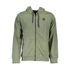 Gianmarco Venturi Verde cotton men's hoodie with front pocket and drawstring hood, casual and comfortable men's sweatshirt.