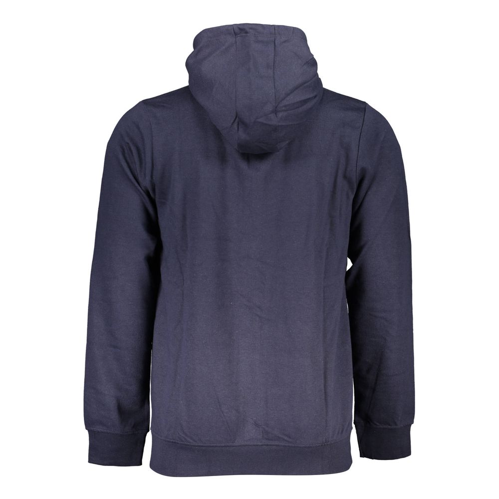 Gianmarco Venturi blue cotton men's hoodie with front pocket and hood, casual streetwear style.