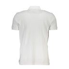 Gianmarco Venturi Bianco cotton men's polo shirt with a classic collar and short sleeves, displayed on a neutral background.
