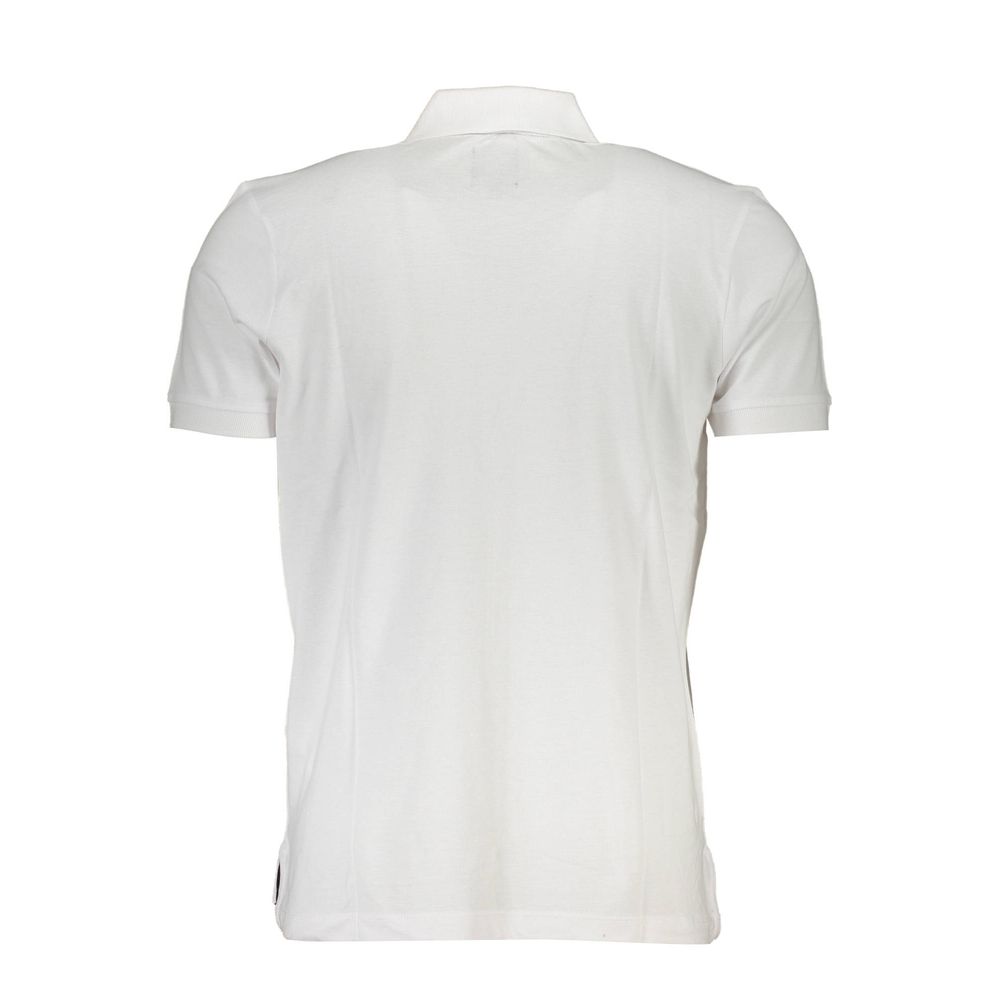 Gianmarco Venturi Bianco cotton men's polo shirt with a classic collar and short sleeves, displayed on a neutral background.