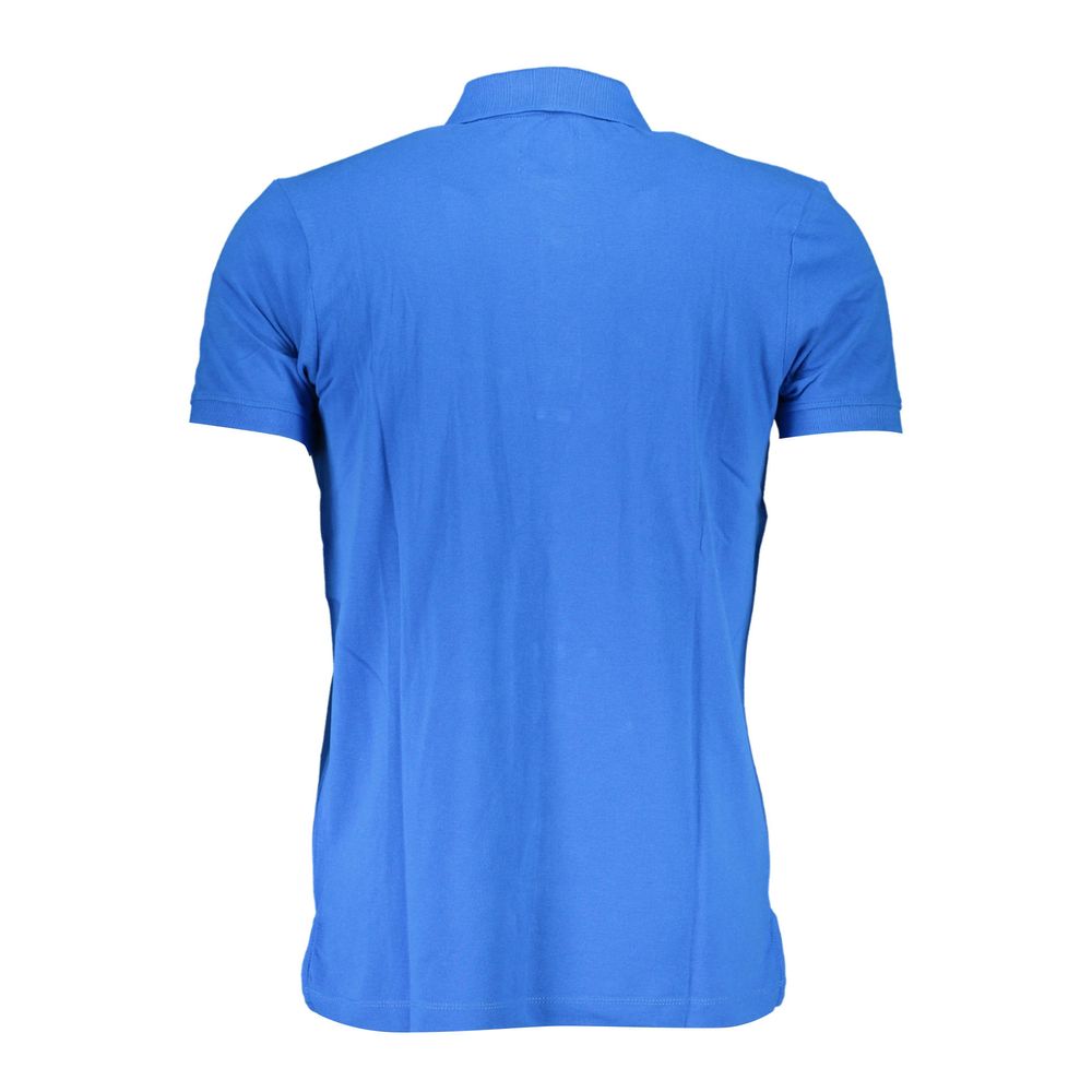 Gianmarco Venturi men's blue cotton polo shirt with collar and short sleeves, casual and stylish for everyday wear.