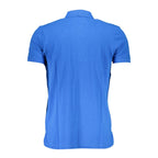 Gianmarco Venturi men's blue cotton polo shirt with collar and short sleeves, casual and stylish for everyday wear.