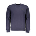 Gianmarco Venturi blue cotton men's sweatshirt with a relaxed fit and crew neckline, displayed on a hanger.
