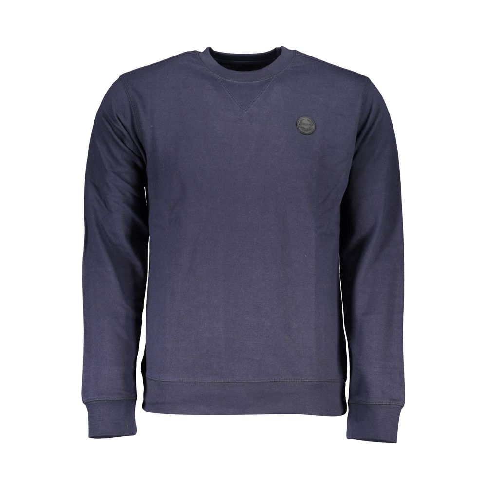 Gianmarco Venturi blue cotton men's sweatshirt with a relaxed fit and crew neckline, displayed on a hanger.