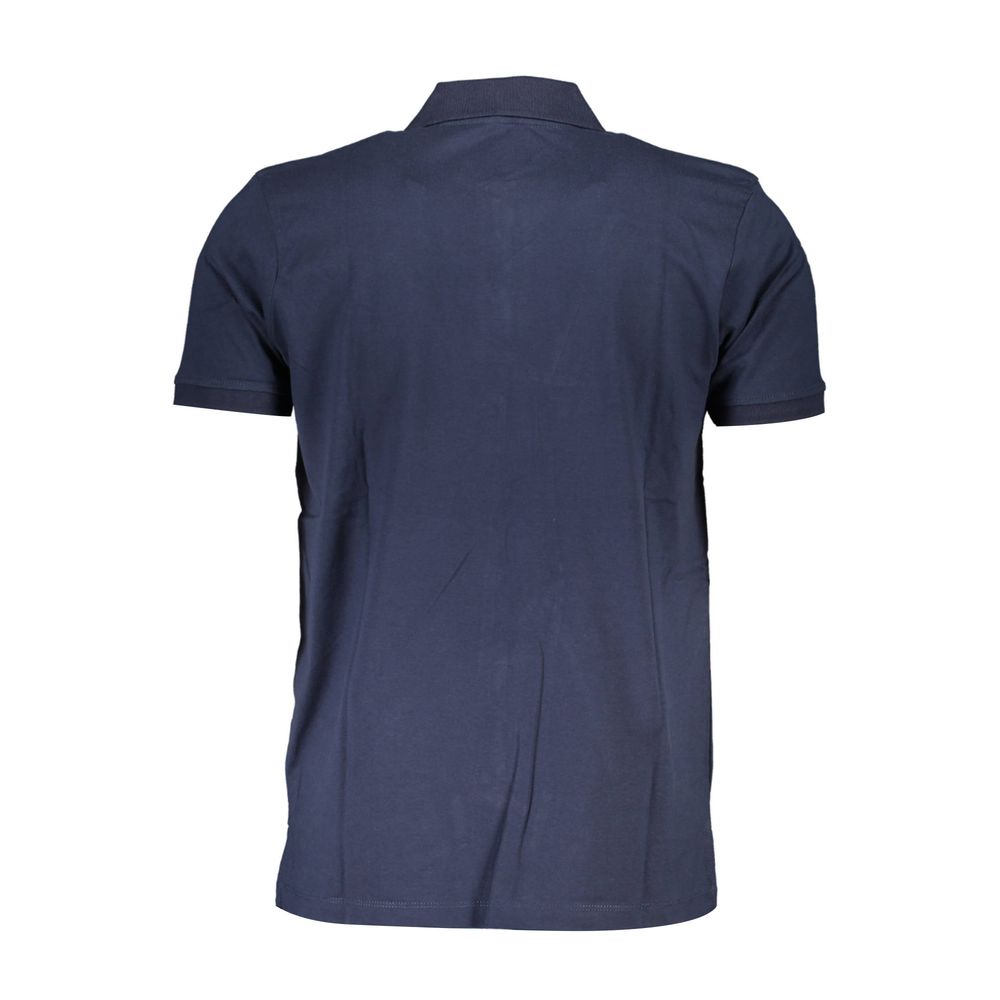 Gianmarco Venturi men's blue cotton polo shirt with a classic collar and short sleeves, displayed on a plain background.