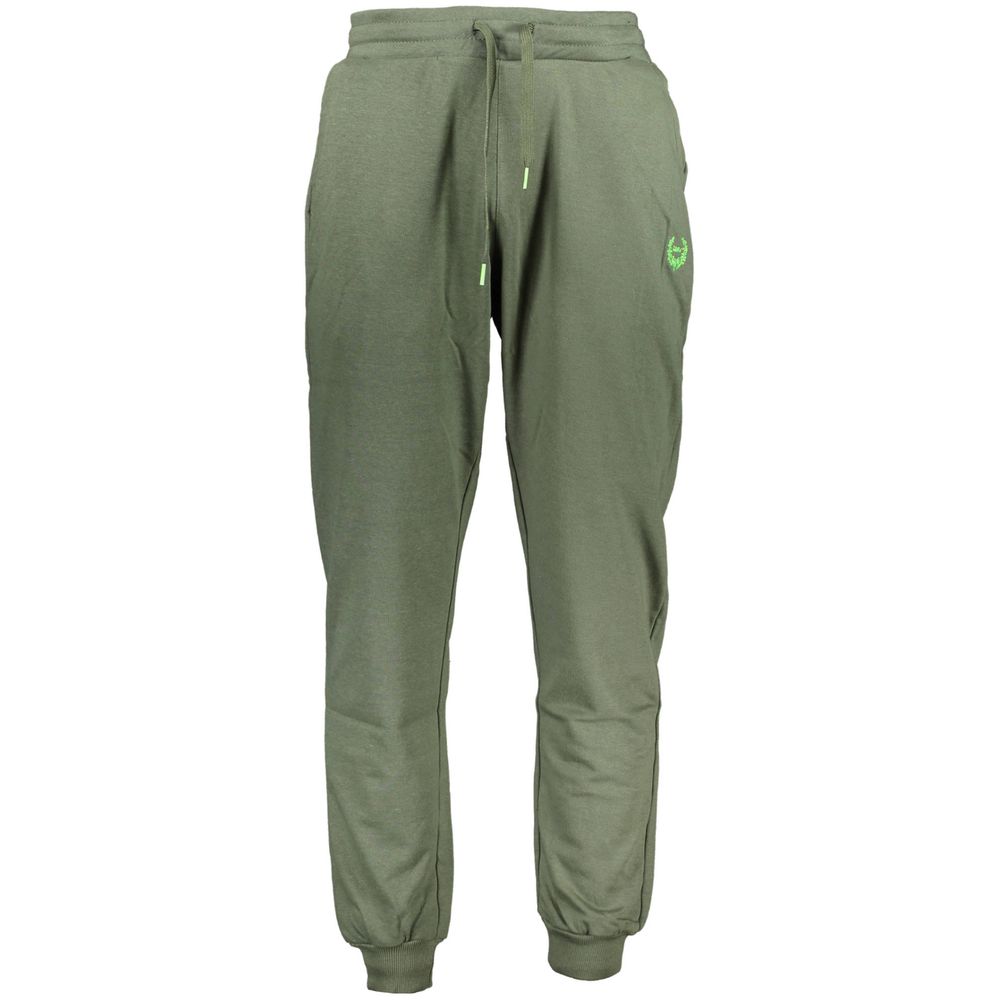 Gianmarco Venturi Verde cotton men's track pants with elastic waistband and side pockets, casual athletic style.