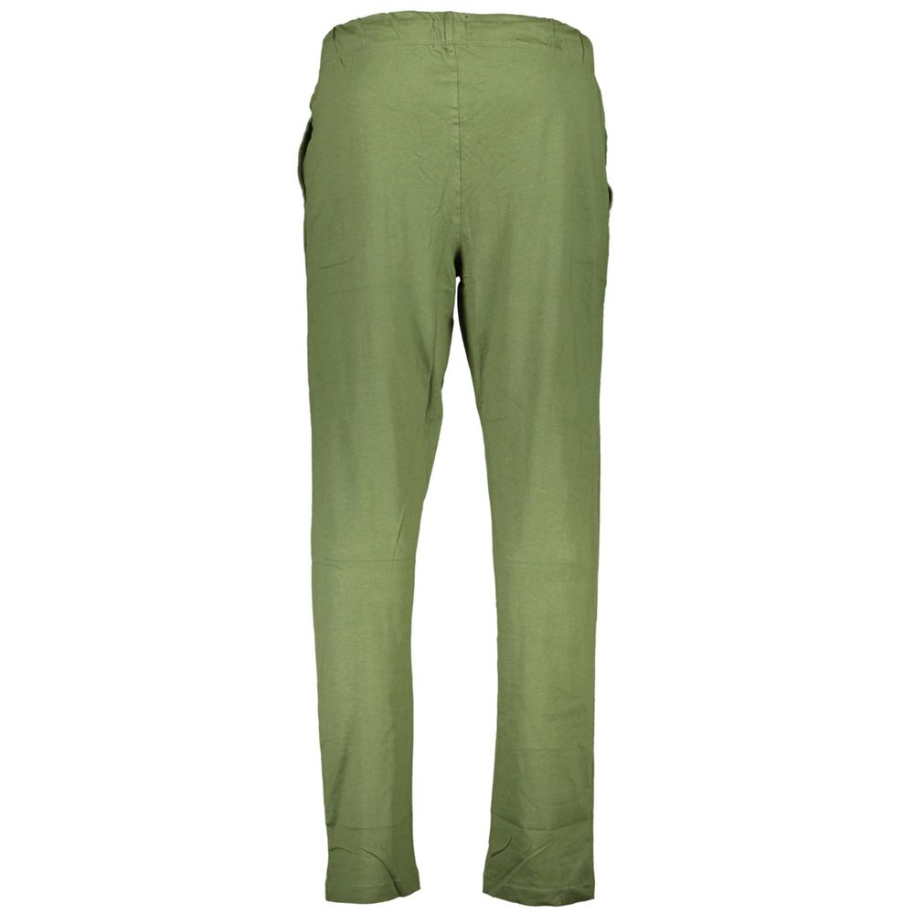 Gianmarco Venturi Verde cotton men's sport trousers, showcasing a relaxed fit and green fabric with front pockets and waistband.