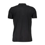 Black cotton men's polo shirt by Gianmarco Venturi, featuring a classic collar and short sleeves.
